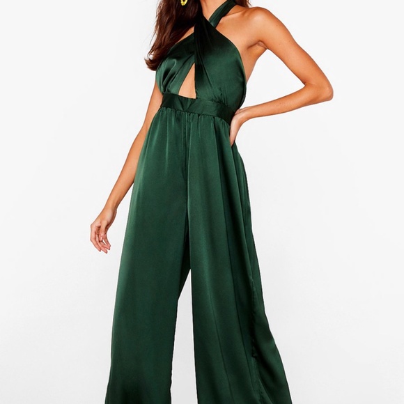 Recycled Satin Halter Jumpsuit - Picture 1 of 6